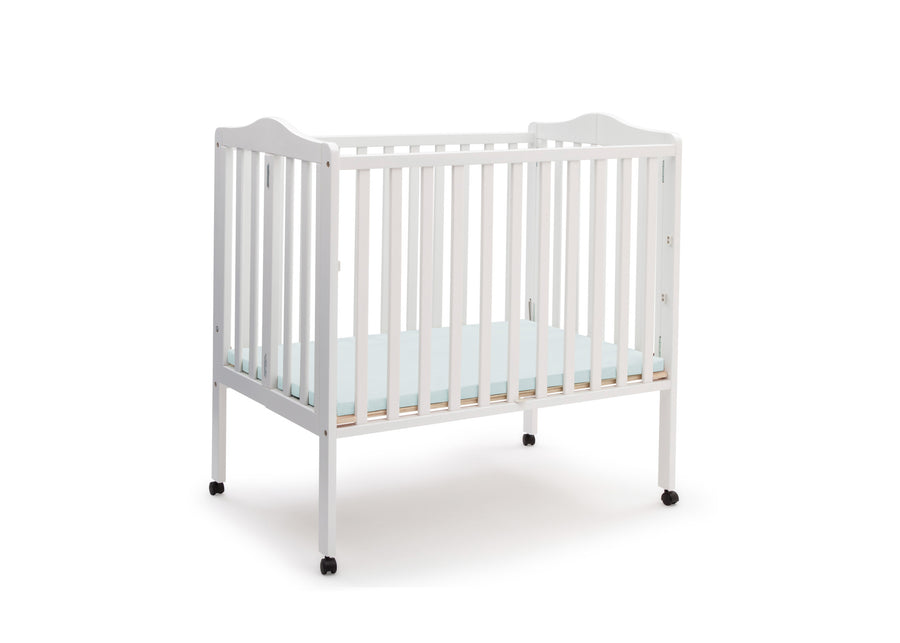 White (100) 25-Folding Portable Mini Baby Crib with 1.5-inch Mattress