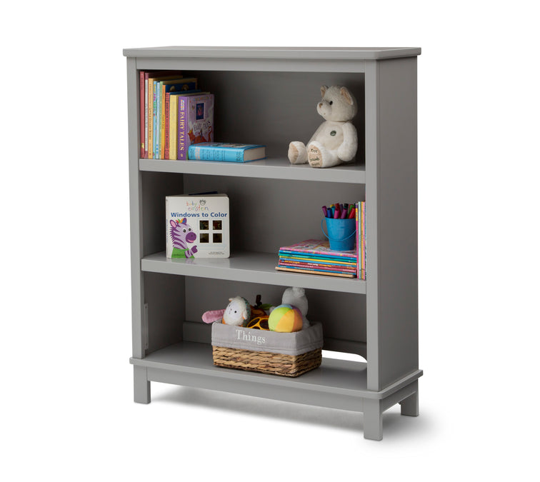Gray bookshelf with books, toys, and a basket on a white background 20-Epic Bookcase