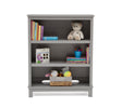 Gray bookshelf with books, toys, and a teddy bear on a white background 21-Epic Bookcase