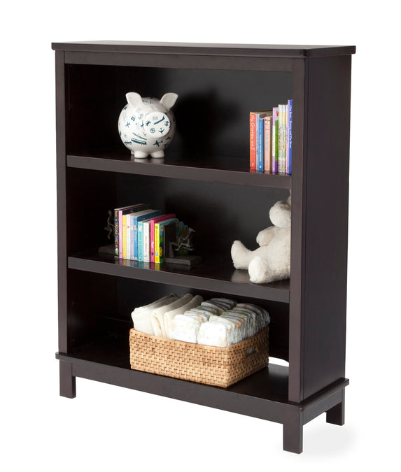 Black bookshelf with decorative items including books, a piggy bank, and a basket on a white background 12-Epic Bookcase