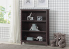 Wooden bookshelf with decorative items in a room with a checkered wall and window. 16-Epic Bookcase