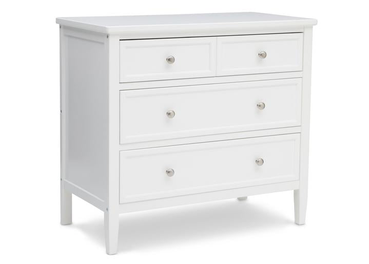 Bianca White (130) 1-Classic 3 Drawer Dresser with Interlocking Drawers