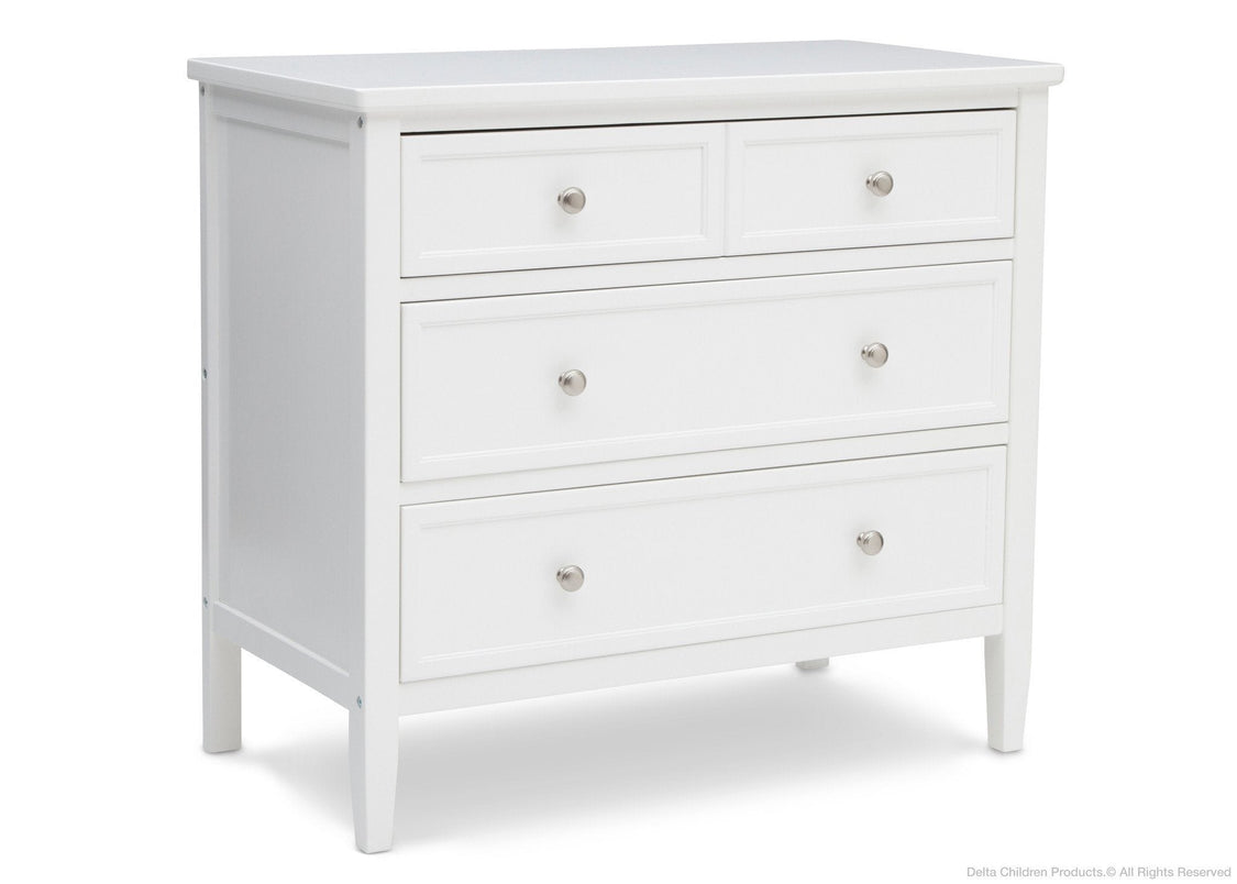 White dresser with multiple drawers on a white background
