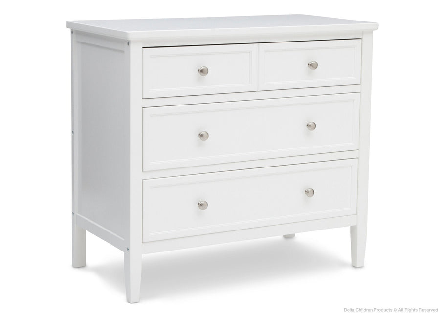 White dresser with multiple drawers on a white background 16-Epic 3 Drawer Dresser