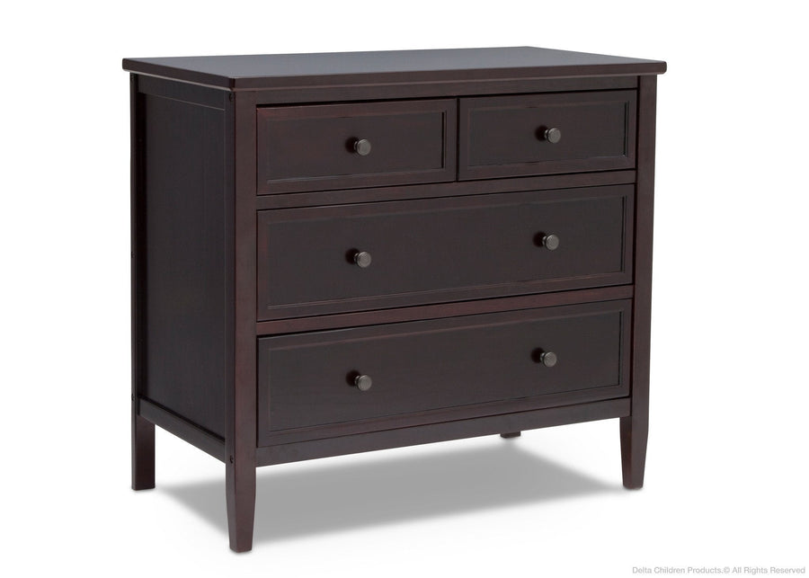 Delta Children Dark Chocolate (207) Epic 3 Drawer Dresser Side View d2d 20-Epic 3 Drawer Dresser