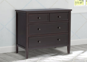 Delta Children Dark Chocolate (207) Epic 3 Drawer Dresser Side View d2d 4-Epic 3 Drawer Dresser
