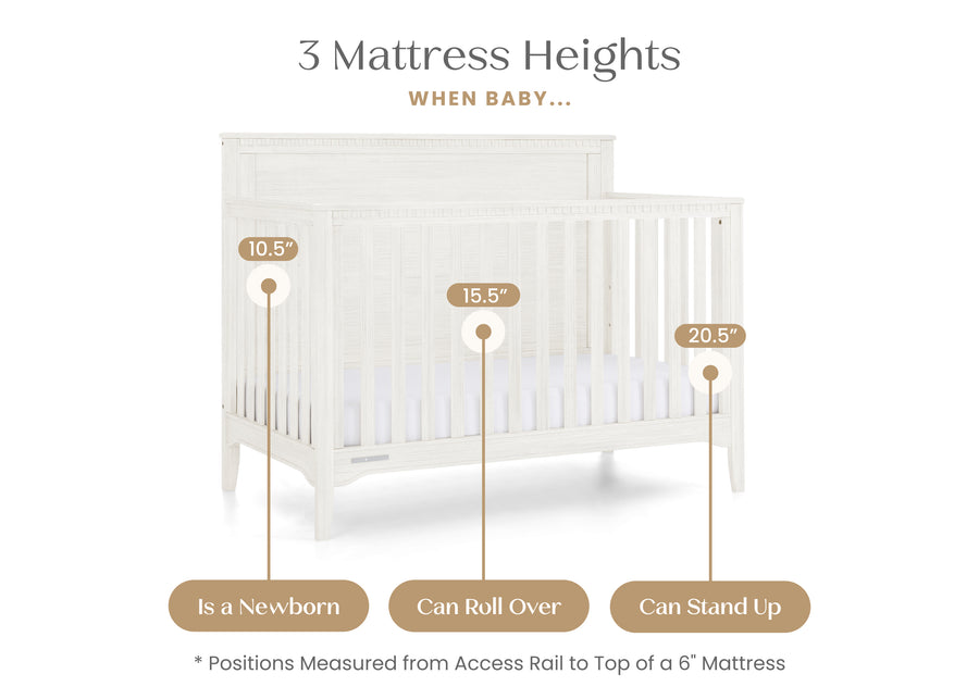 Antique White (1545) 5-Kendall 6-in-1 Convertible Crib