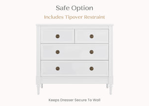 Bianca White (130) 5-Heritage 4 Drawer Dresser with Changing Top and Interlocking Drawers