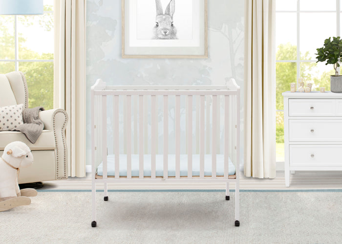 Folding Portable Mini Baby Crib with 1.5-inch MattressWhite (100)