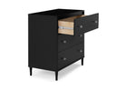 Ebony (0011) 4-Bowie 3 Drawer Dresser with Changing Top and Interlocking Drawers