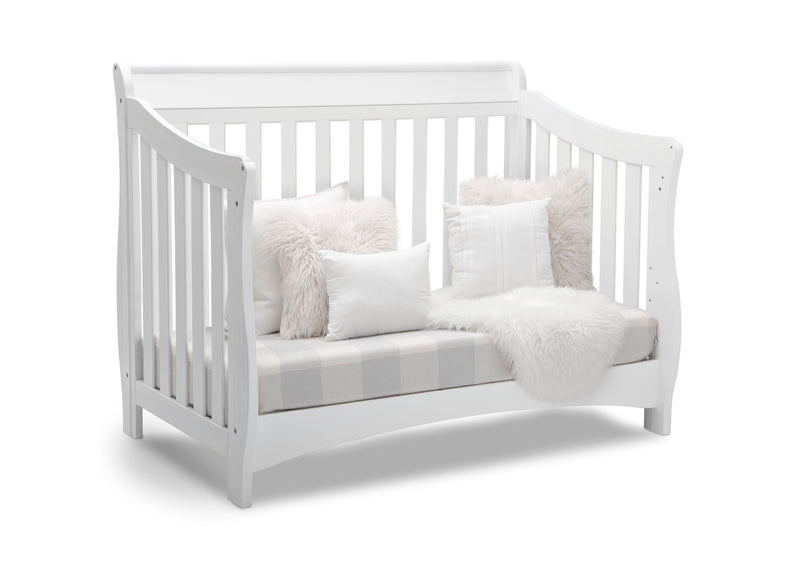 White crib with bedding on a white background 18-Bentley 'S' Series 4-in-1 Crib