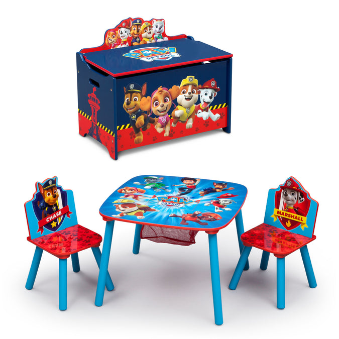 Paw Patrol (1121) 1-PAW Patrol 4-Piece Playroom Set - Includes Table with 2 Chairs and Deluxe Toy Box