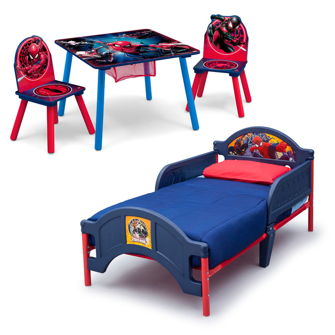 Spider-Man (1163) 1-Marvel Spider-Man 4-Piece Toddler Bedroom Set - Includes Toddler Bed and Table with 2 Chairs