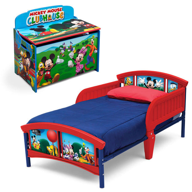 Mickey (1051) 1-Disney Mickey Mouse 2-Piece Toddler Bedroom Set- Includes Toddler Bed and Deluxe Toy Box