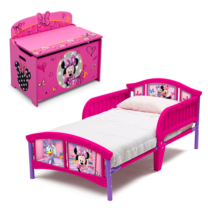 Minnie Fashion (1061) 1-Disney Minnie Mouse 2-Piece Toddler Bedroom Set - Includes Toddler Bed and Deluxe Toy Box