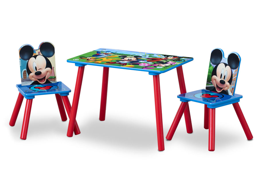 Mickey (1051) 3-Disney Mickey Mouse 5-Piece Toddler Bedroom Set - Includes Toddler Sleep and Play Bed, Table with 2 Chairs and 6 Bin Design and Store Toy Organizer