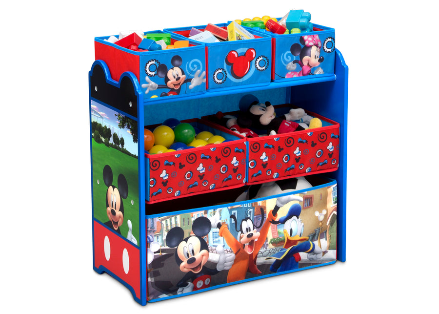 Mickey (1051) 4-Disney Mickey Mouse 5-Piece Toddler Bedroom Set - Includes Toddler Sleep and Play Bed, Table with 2 Chairs and 6 Bin Design and Store Toy Organizer