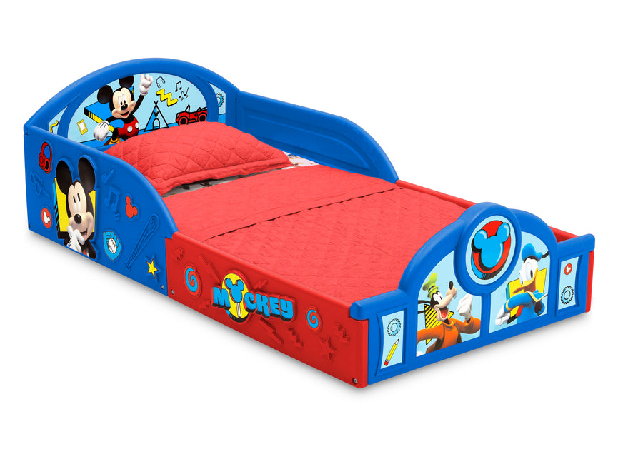 Mickey (1051) 2-Disney Mickey Mouse 5-Piece Toddler Bedroom Set - Includes Toddler Sleep and Play Bed, Table with 2 Chairs and 6 Bin Design and Store Toy Organizer