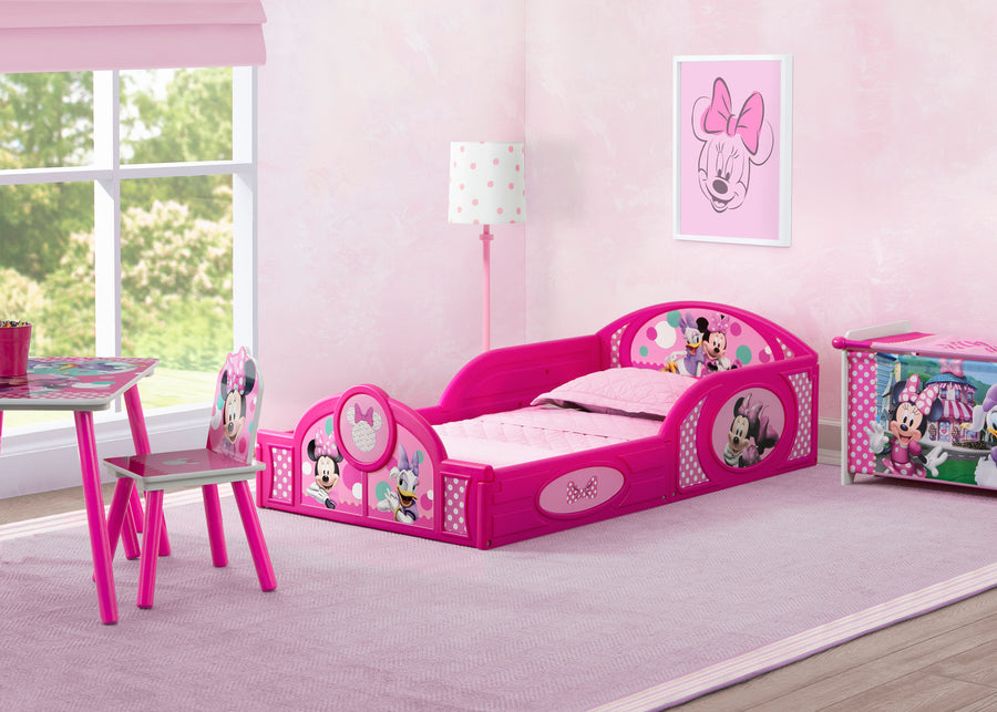 Minnie Mouse (1063) 1-Minnie Mouse 4-Piece Toddler Room-in-a-Box Set – Includes Sleep and Play Toddler Bed, Table, 1 Chair and Toy Box