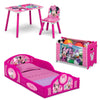 Minnie Mouse (1063) 2-Minnie Mouse 4-Piece Toddler Room-in-a-Box Set – Includes Sleep and Play Toddler Bed, Table, 1 Chair and Toy Box