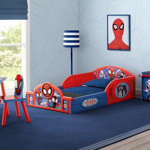 Marvel Spidey and His Amazing Friends 4-Piece Toddler Room-in-a-Box Set – Includes Sleep and Play Toddler Bed, Table, 1 Chair and Toy Box 9