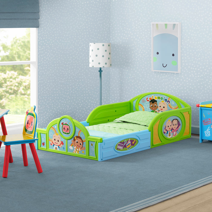 99763CM 1224 4PC AMZ RIAB cocomelon lifestyle 101 2-CoComelon 4-Piece Toddler Room-in-a-Box Set – Includes Sleep and Play Toddler Bed, Table, 1 Chair and Toy Box