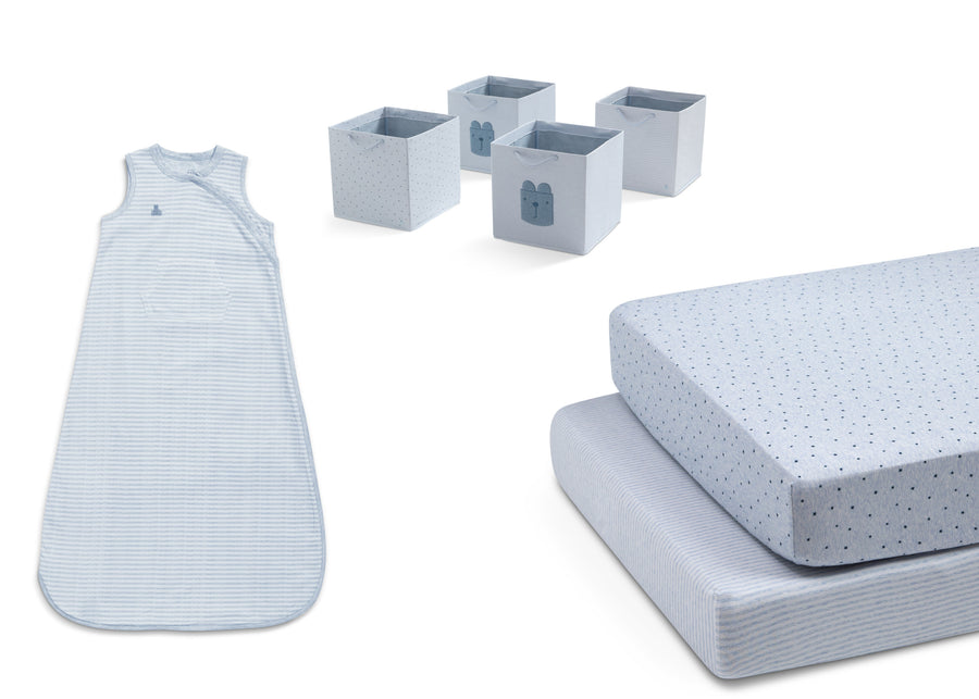 Blue (1677) 1-7-Piece Bedding, Sleep Sack & Storage Bundle