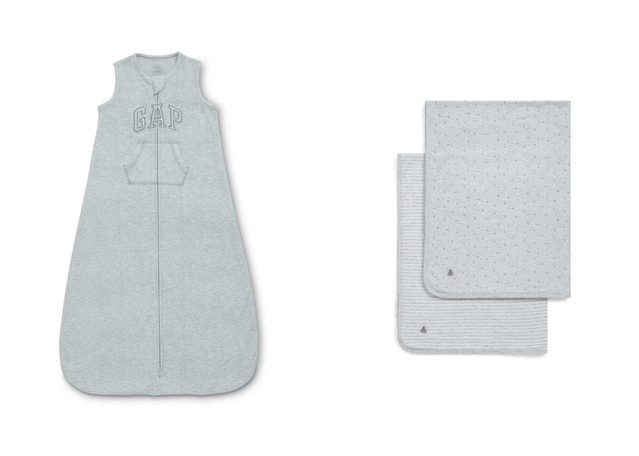 Grey (1679) 1-3-Piece Blanket & Sleep Sack Bundle
