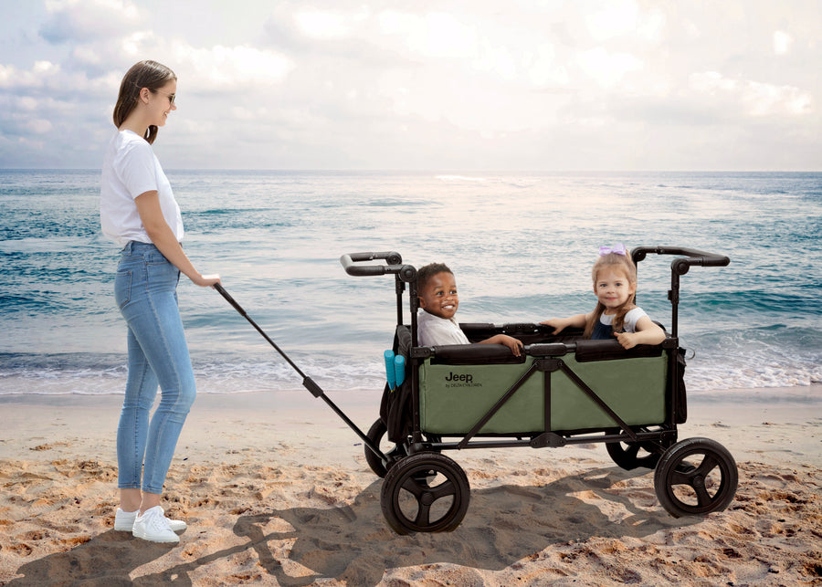 Black (001) 2-Deluxe Wagon All-Terrain Sand Wheel Kit for Stroller Wagon (60003A)