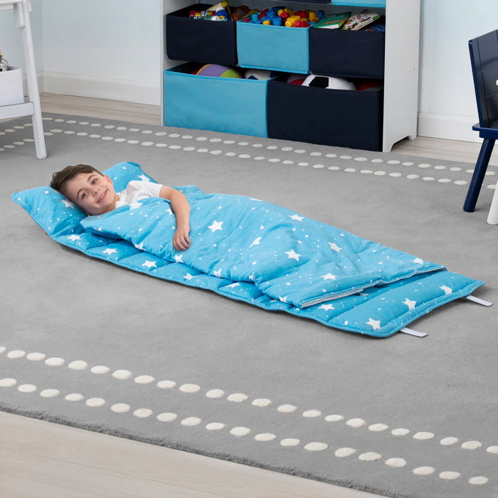 B062604 Nap Mat Blue Lifestyle 101 0-Nap Mat with Included Pillow and Blanket for Toddlers and Kids