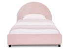 Pink with Velvet Piping (12081) 3-Upholstered Twin Bed with Round Headboard
