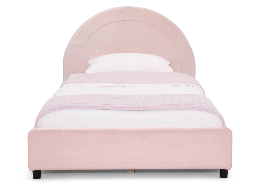 Pink with Velvet Piping (12081) 3-Upholstered Twin Bed with Round Headboard