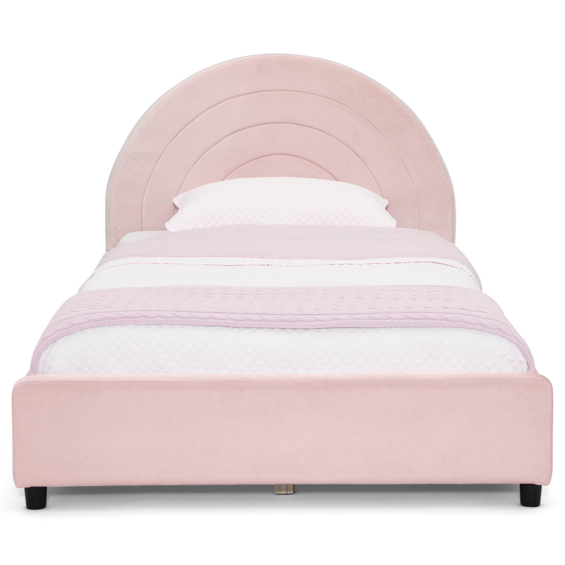 Upholstered Twin Bed with Round Headboard