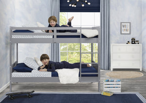 Grey (026) 0-Convertible Twin Bunk Bed with Ladder and Guardrails