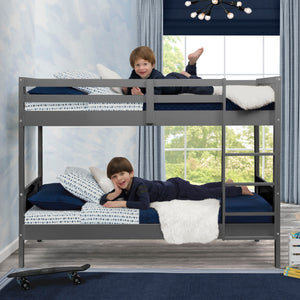 Cool Grey (1216) 19-Convertible Twin Bunk Bed with Ladder and Guardrails