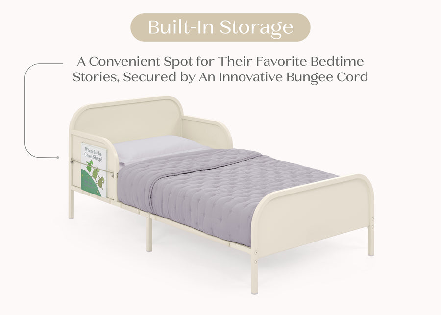 Oatmeal (1687) 14-Magic Magnet Toddler Bed with Customizable Magnets & Built-In Book Storage
