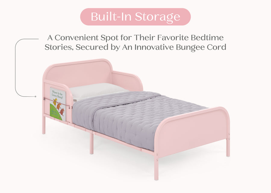 Pink (1695) 20-Magic Magnet Toddler Bed with Customizable Magnets & Built-In Book Storage