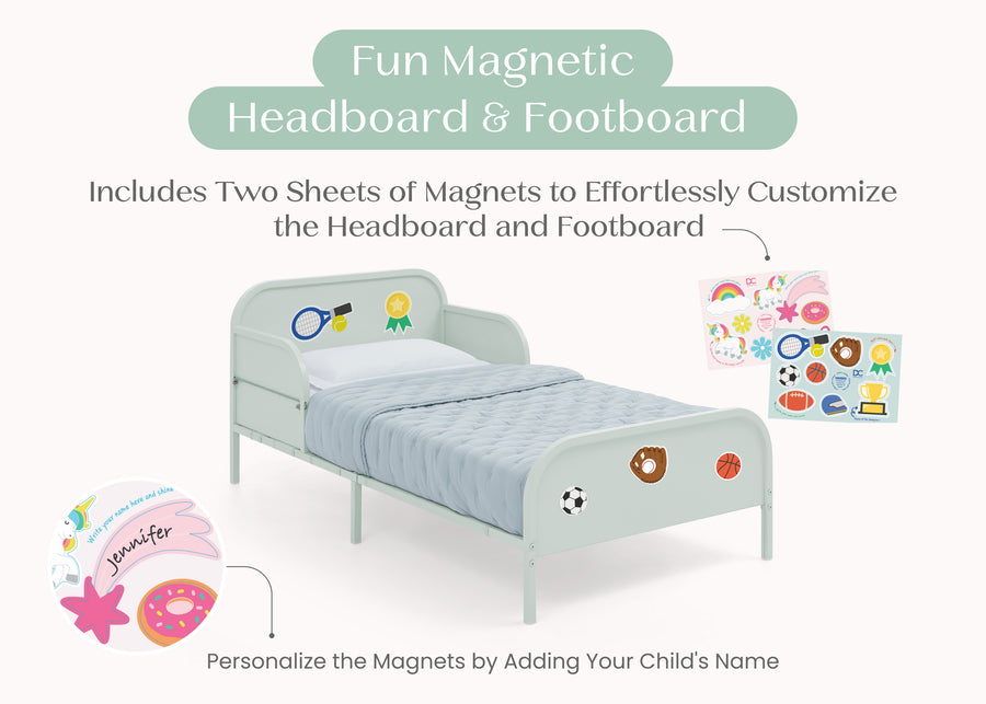 Sage (1699) 2-Magic Magnet Toddler Bed with Customizable Magnets & Built-In Book Storage