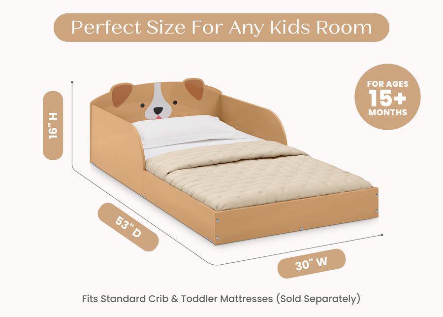 Puppy (1239) 6-Puppy Wood Floor Toddler Bed with Reusable Stickers