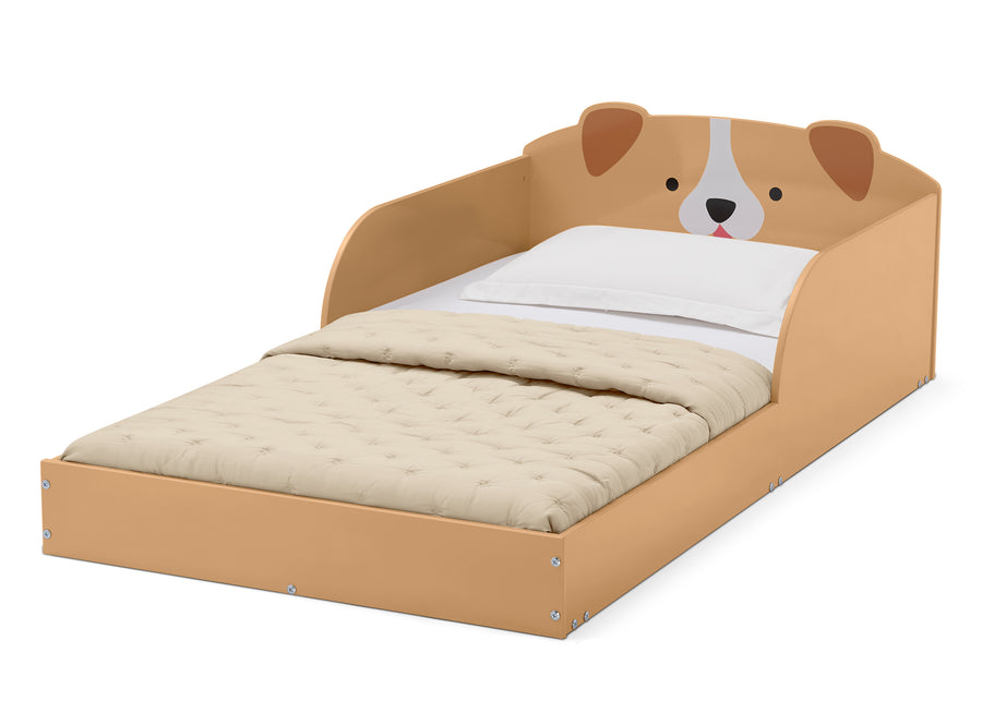 Puppy (1239) 3-Puppy Wood Floor Toddler Bed with Reusable Stickers