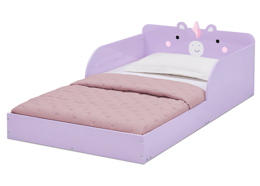 Unicorn (1615) 3-Unicorn Wood Floor Toddler Bed with Reusable Stickers