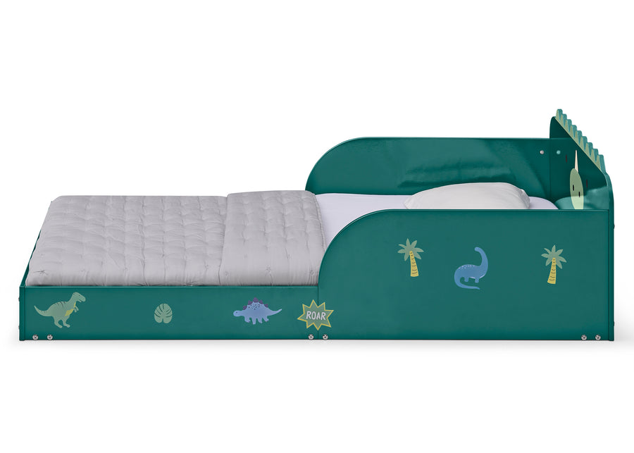Dino (1616) 5-Dino Wood Floor Toddler Bed with Reusable Stickers