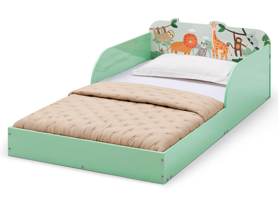 Safari (1730) 3-Safari Wood Floor Toddler Bed with Reusable Stickers