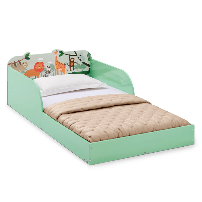 DCB: Safari (1730) 7-Safari Wood Floor Toddler Bed with Reusable Stickers