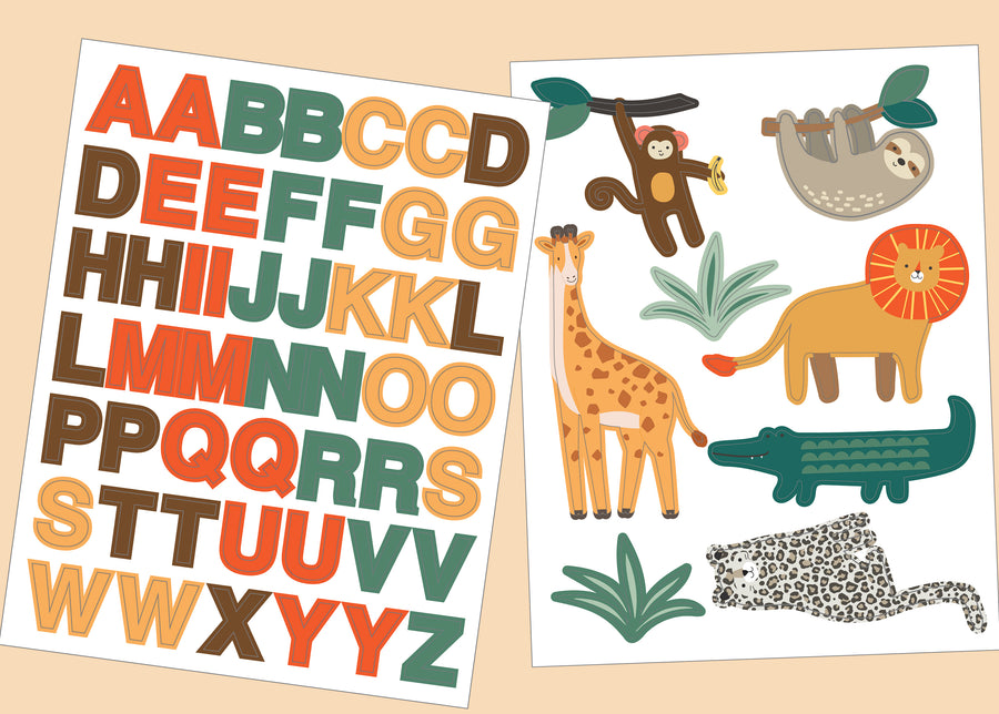 Safari (1730) 6-Safari Wood Floor Toddler Bed with Reusable Stickers