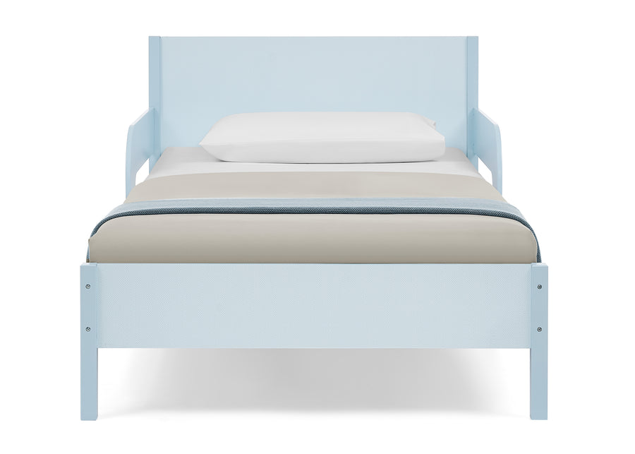 Light Blue Herringbone (1725) 9-Cora Wood Twin Bed with Removable Guardrails
