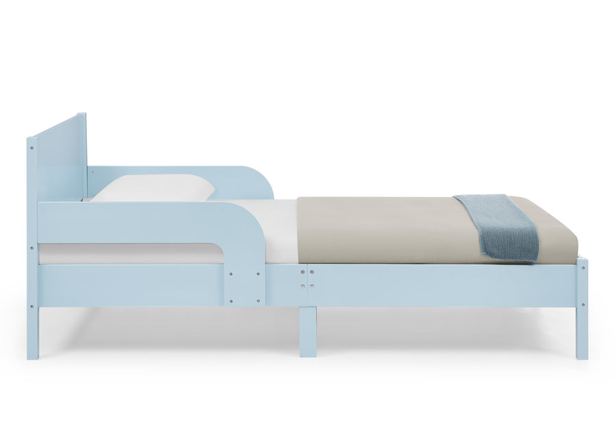 Light Blue Herringbone (1725) 10-Cora Wood Twin Bed with Removable Guardrails