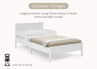 White Oxford Stripes (1726) 18-Cora Wood Twin Bed with Removable Guardrails