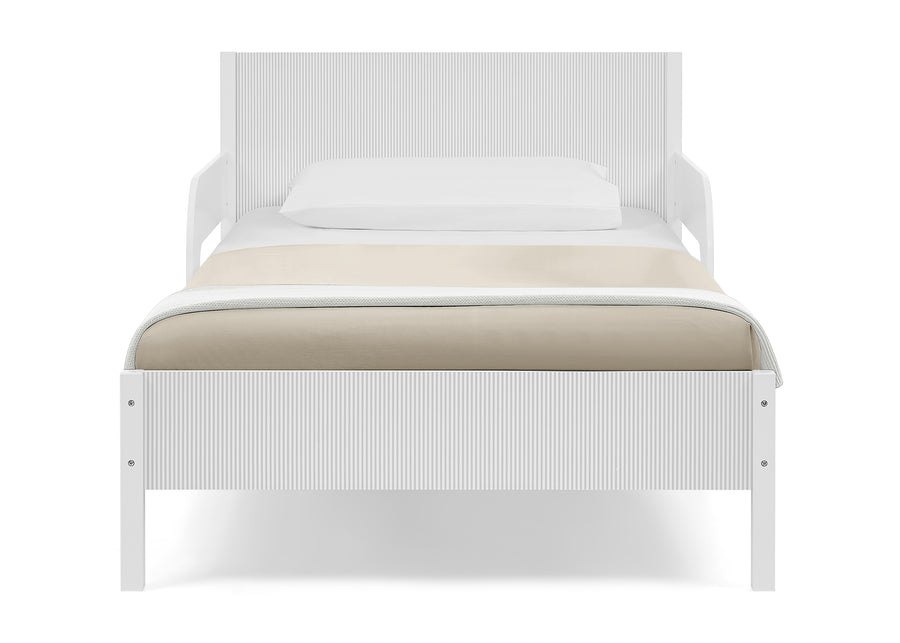White Oxford Stripes (1726) 22-Cora Wood Twin Bed with Removable Guardrails