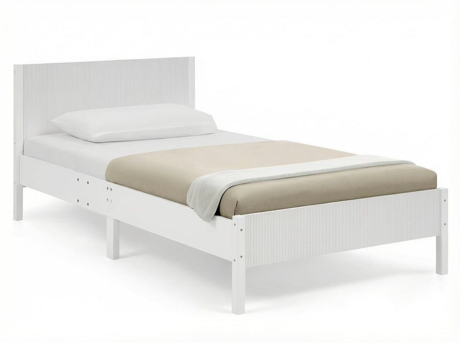 White Oxford Stripes (1726) 21-Cora Wood Twin Bed with Removable Guardrails